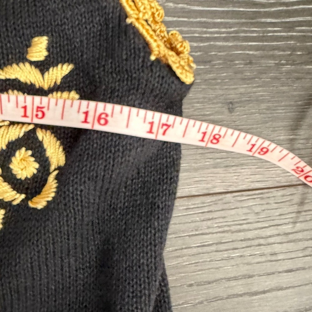 Arriviste Black Gold Embroidered Sweater Vest‎ M 90s Vtg Boho Coquette Folk Art - Picture 5 of 6